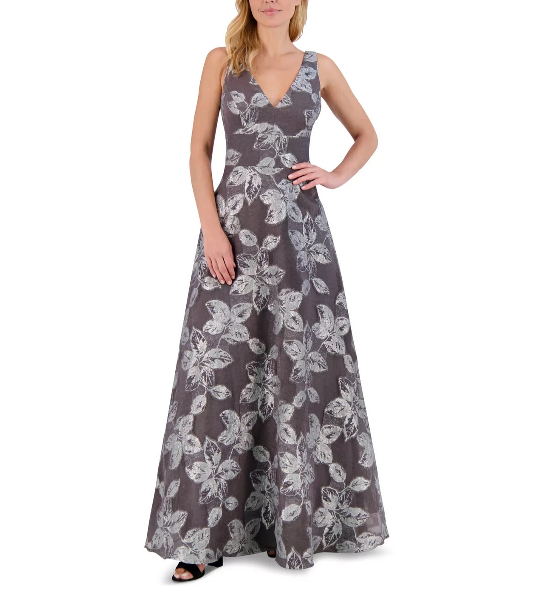 Eliza J Floral Jacquard Sleeveless Ball Gown MSRP $258