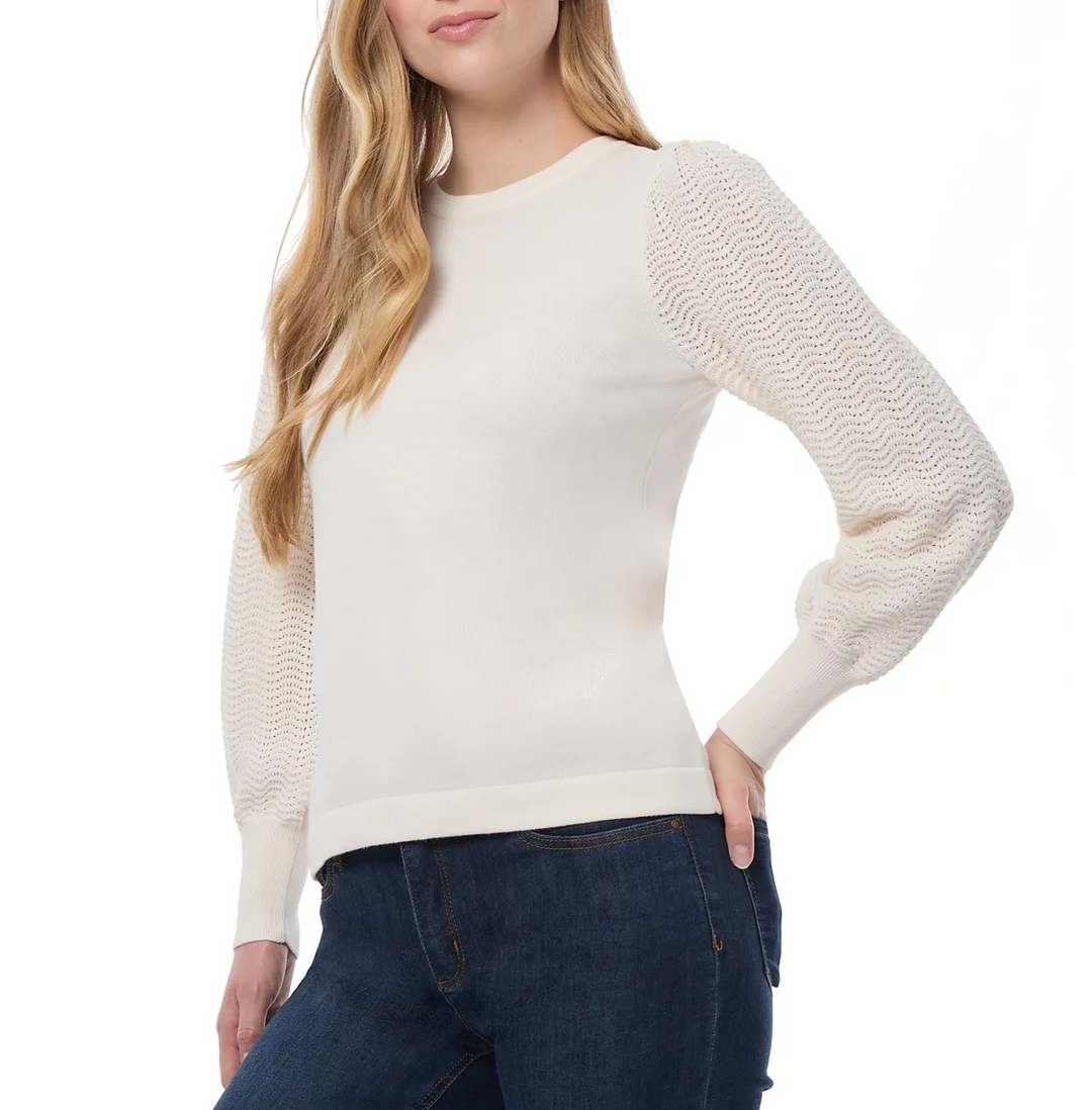 Jones New York Women's Solid-Color Mixed-Stitch Sweater MSRP $89.50