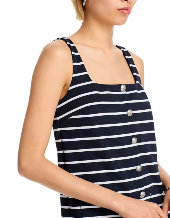 Veronica Beard Tibbie Striped Button Front Dress MSRP $398