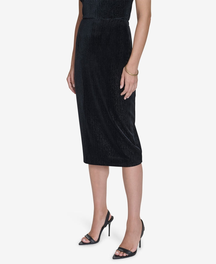Halston Women's Velvet Pull-on MIDI Skirt MSRP $89