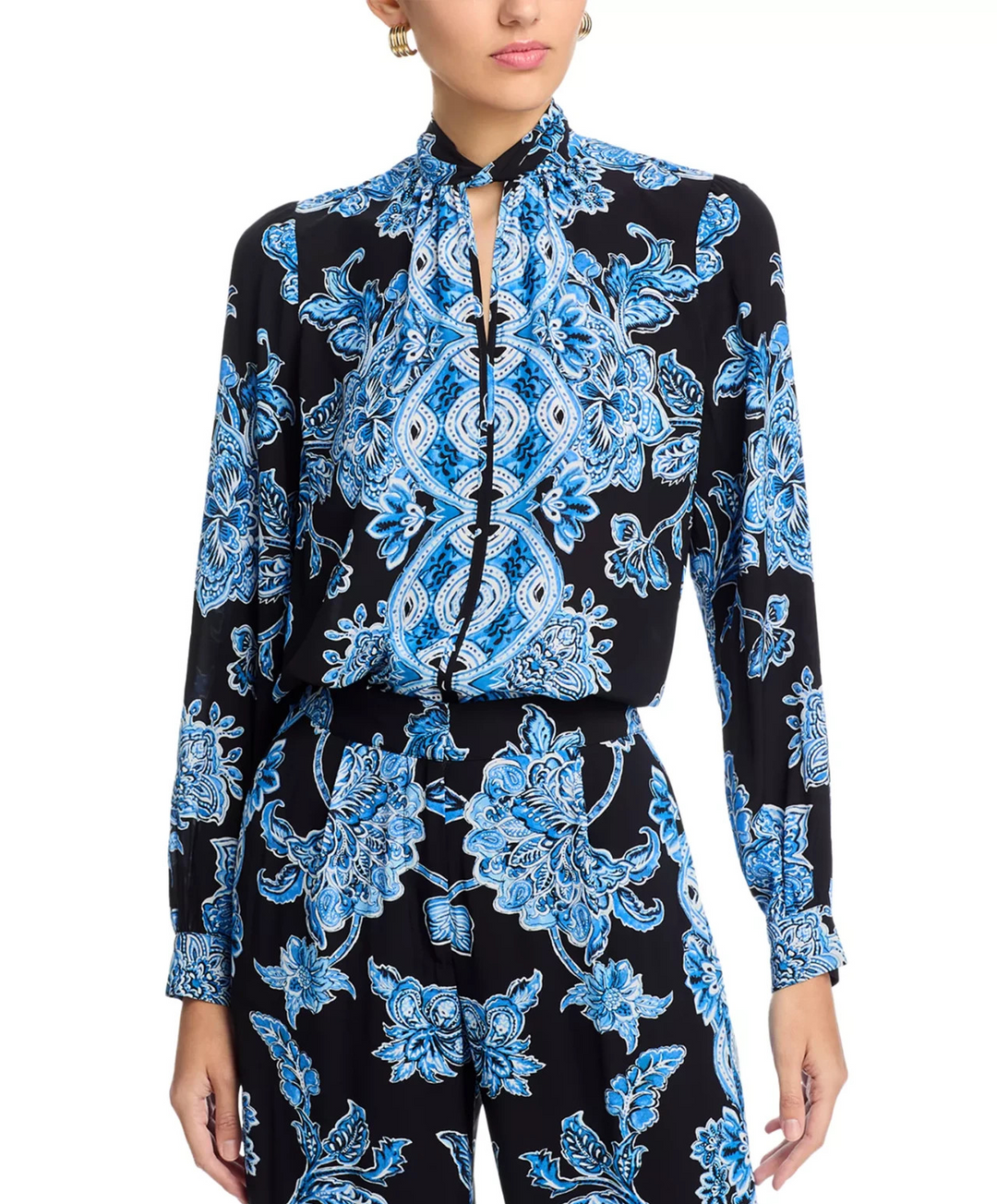 Elie Tahari The Skylar Printed Blouse MSRP $325
