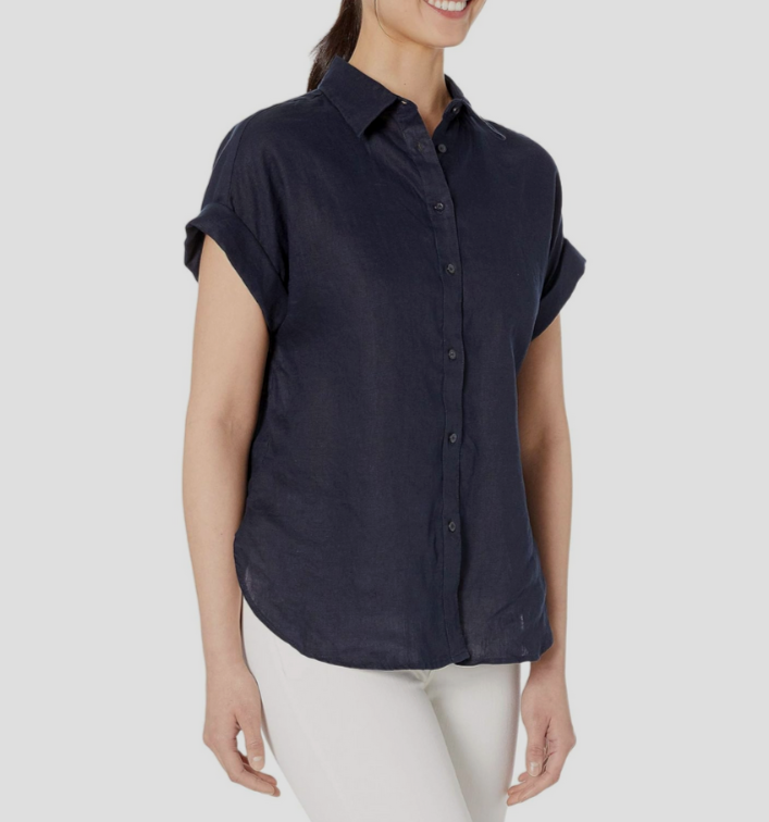 Lauren Ralph Lauren Linen Button-Down Top MSRP $99