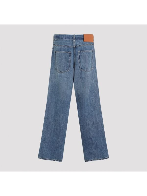JIL SANDER Belted Cotton Denim Pants MSRP $1190