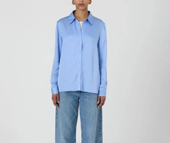 French Connection Ennis Satin Shirt MSRP $98