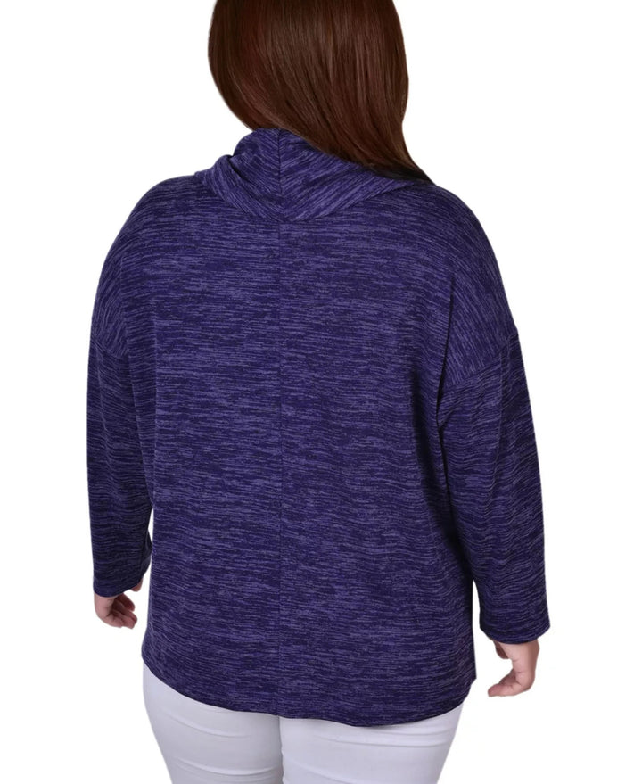 NY Collection Women's Plus Size Long Sleeve Cowl Neck Top MSRP $44