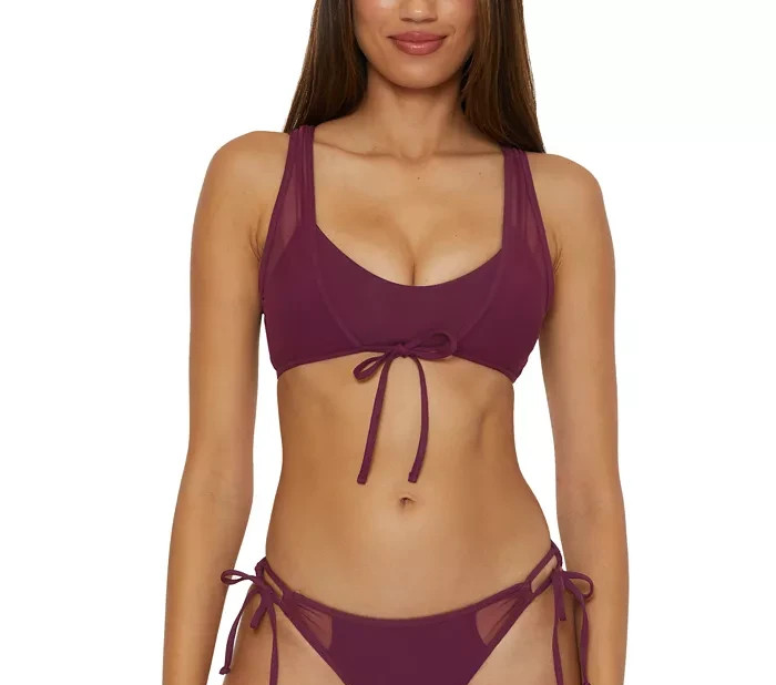 Becca Muse Mesh-Overlay Multi-Way Bralette Bikini Top MSRP $88