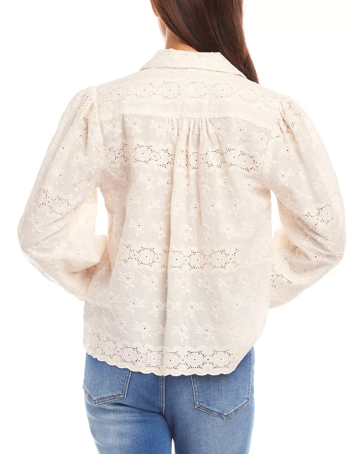 Karen Kane Embroidered Scalloped Blouse MSRP $138