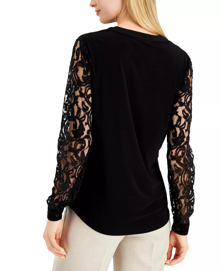 Kasper Lace-Sleeve Top MSRP $79