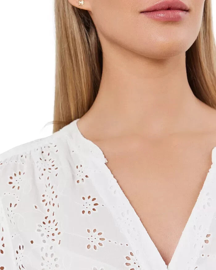 Velvet by Graham & Spencer Rori Eyelet Button Front Unlined Midi Dress MSRP $336