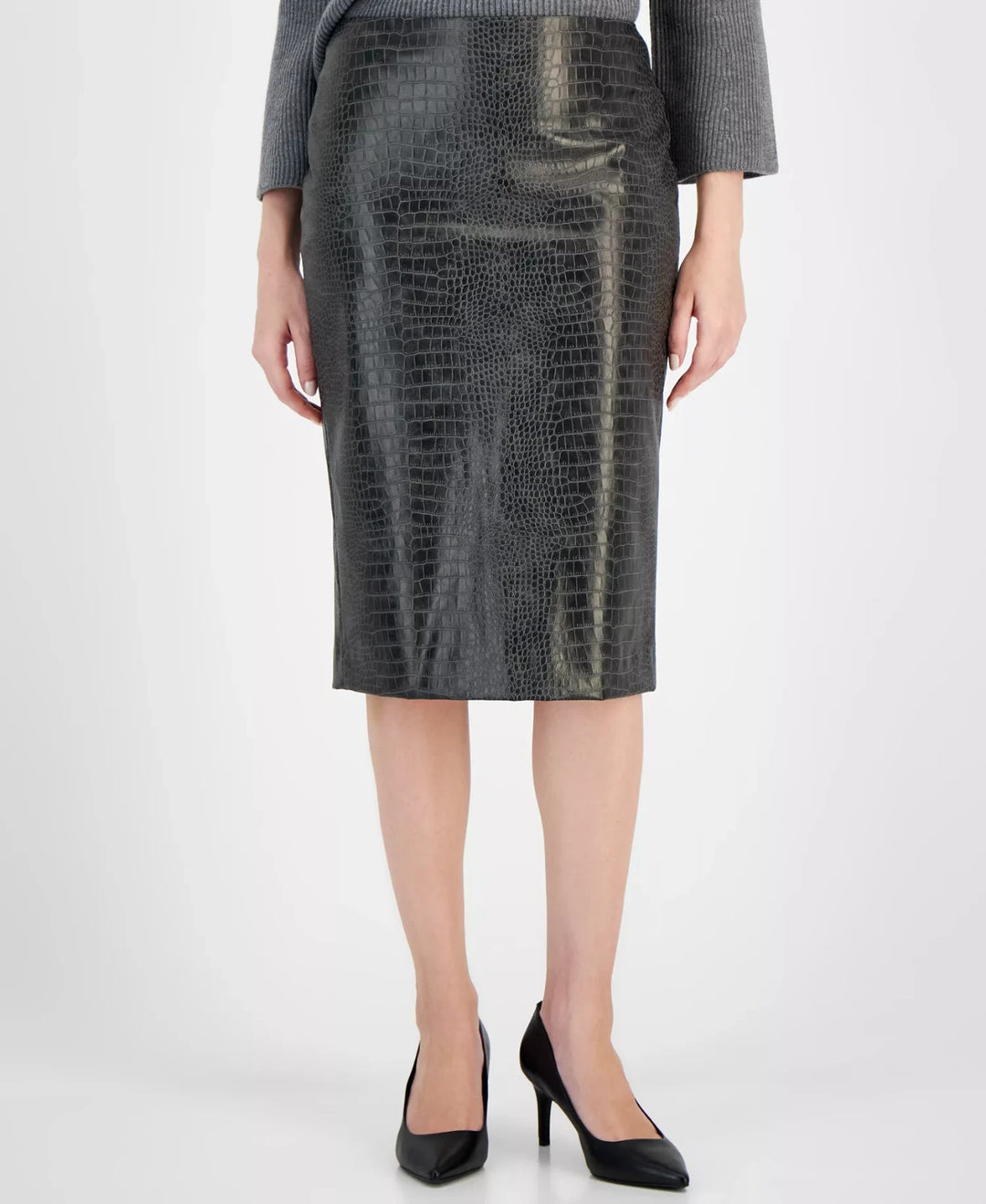 Anne Klein Women's Faux Alligator Shimmer Skirt MSRP $99