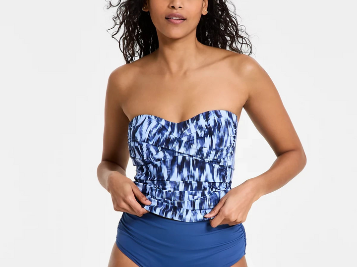 Anne Cole Twist-Front Shirred Bandeau Tankini Top MSRP $68