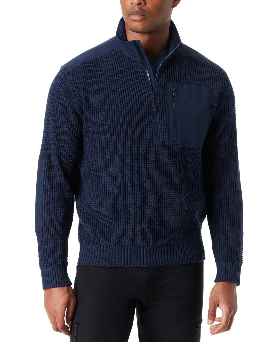 BASS OUTDOOR Quarter-Zip Long Sleeve Pullover Patch Sweater MSRP $99