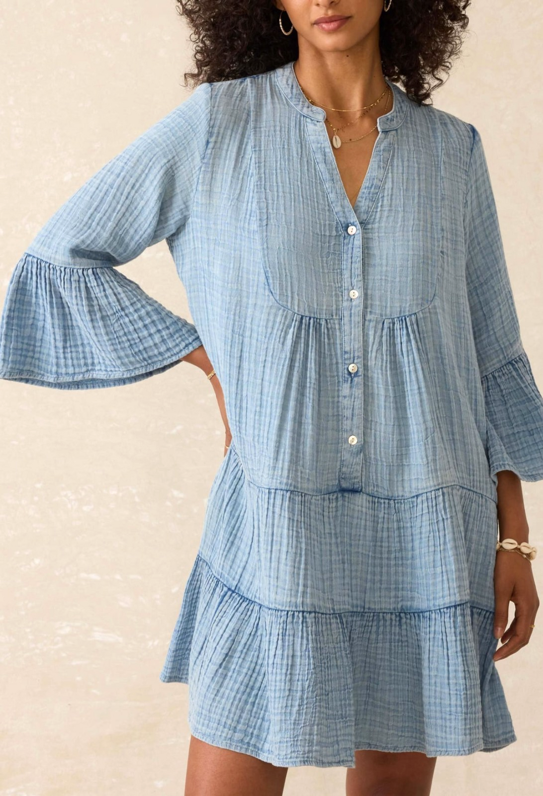 Faherty Kasey Organic Cotton Tiered Dress MSRP $168