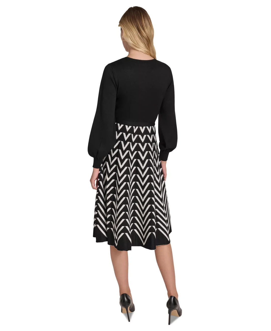 Jessica Howard Women's Printed-Skirt Sweater Dress MSRP $89