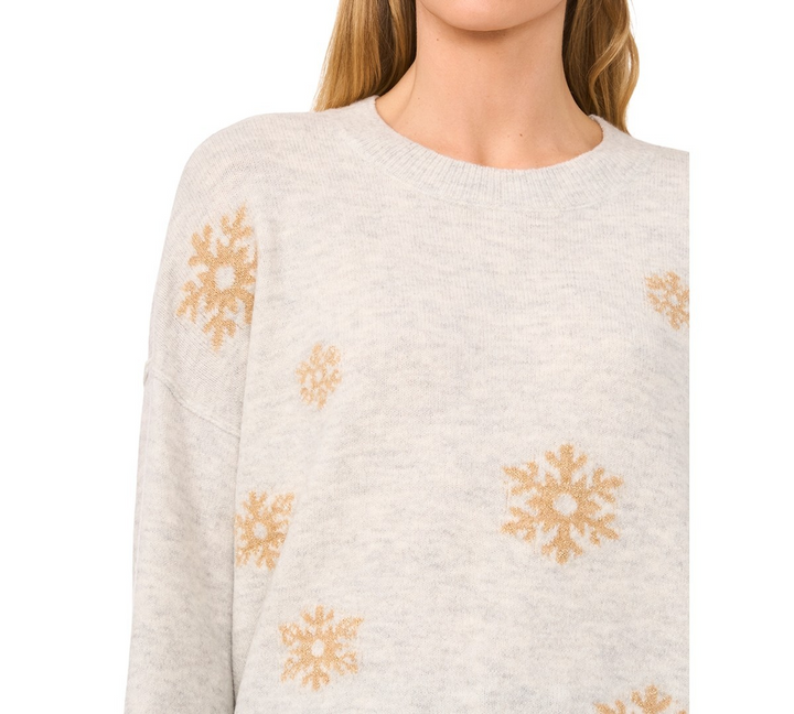 CeCe Women's Snowflake Intarsia Long-Sleeve Sweater MSRP $79
