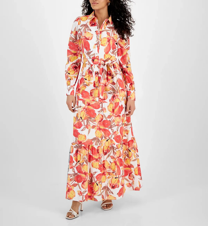 RACHEL Rachel Roy Pru Floral Maxi Shirt Dress MSRP $169