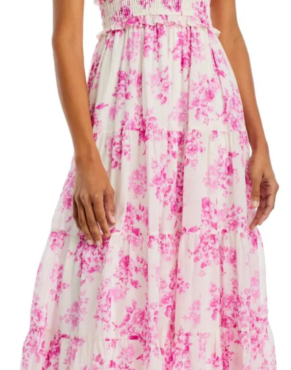 AQUA Floral Tie Strap Midi Dress MSRP $118