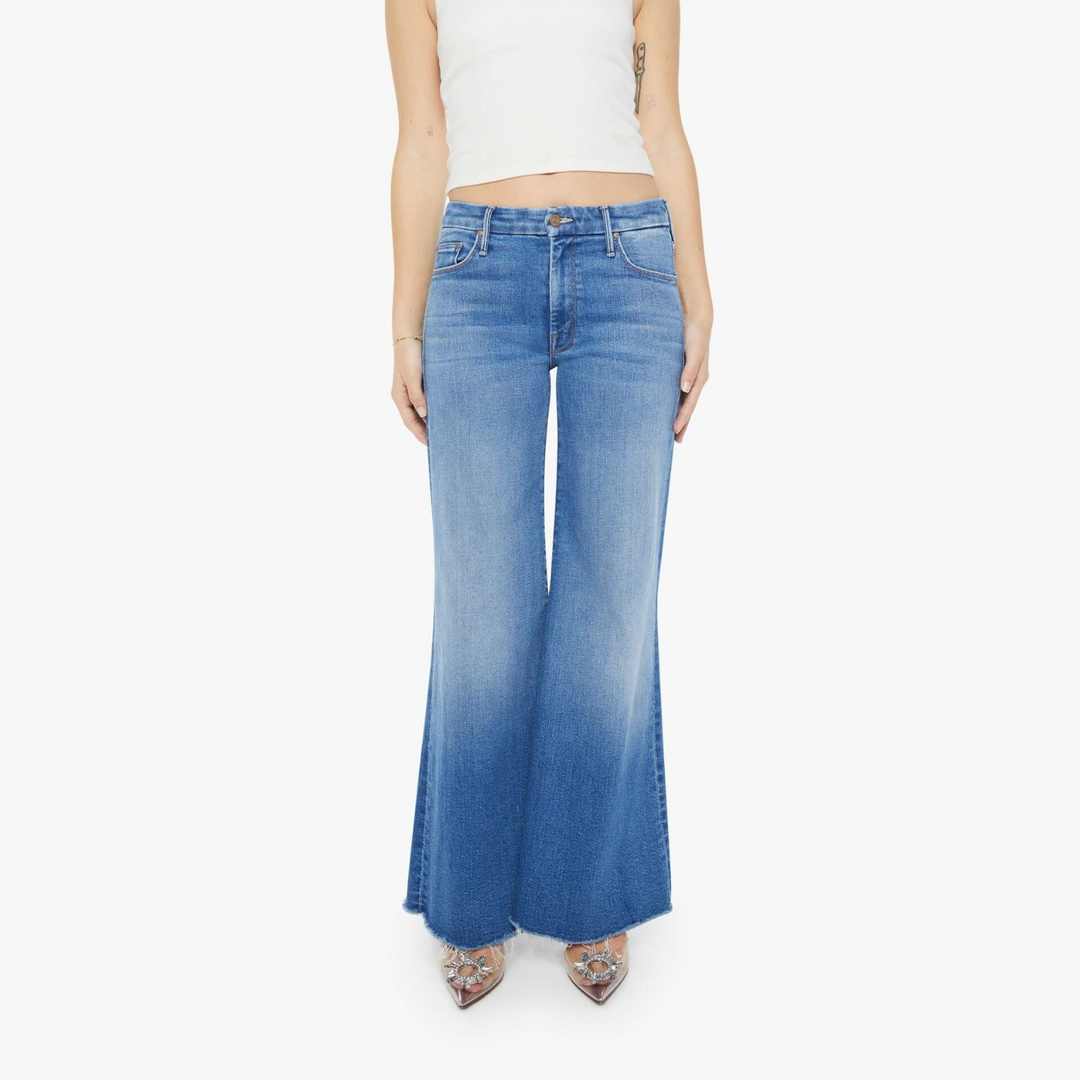 Mother Petites the Lil Roller Fray Wide Leg Jeans MSRP $258