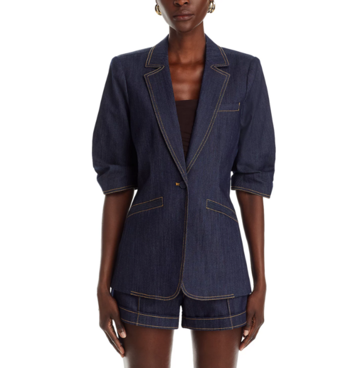 Cinq à Sept Khloe Short Sleeve Denim Blazer MSRP $385