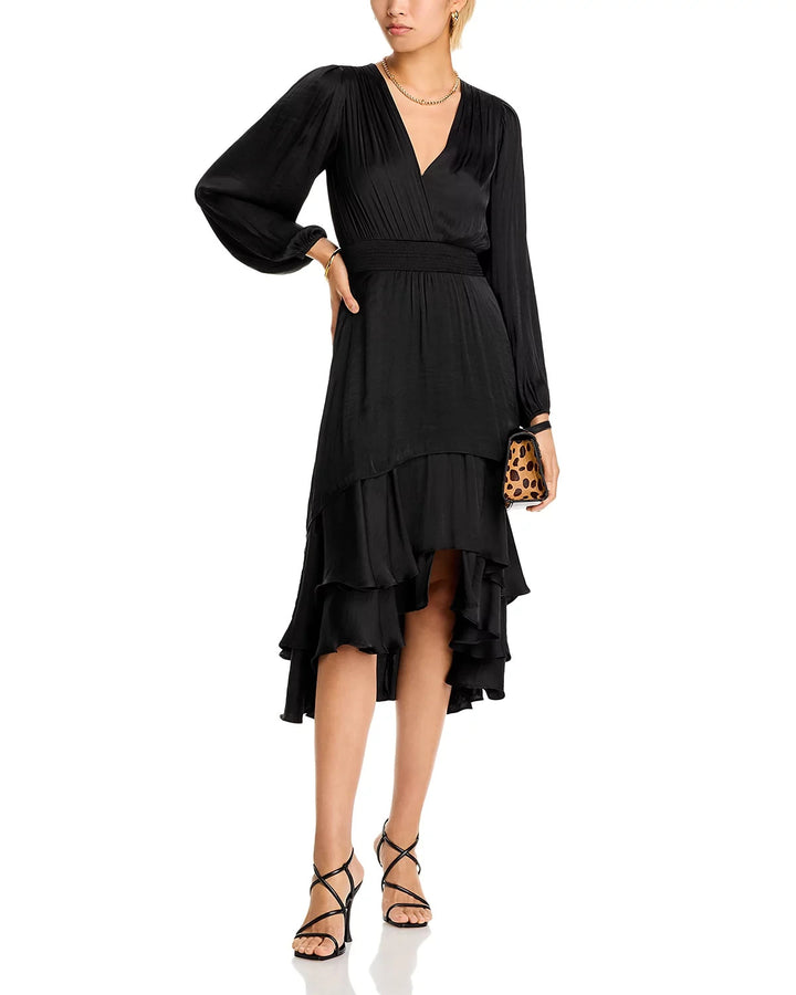 STEVE MADDEN Bei Surplice Neck Asymmetric Midi Dress MSRP $139