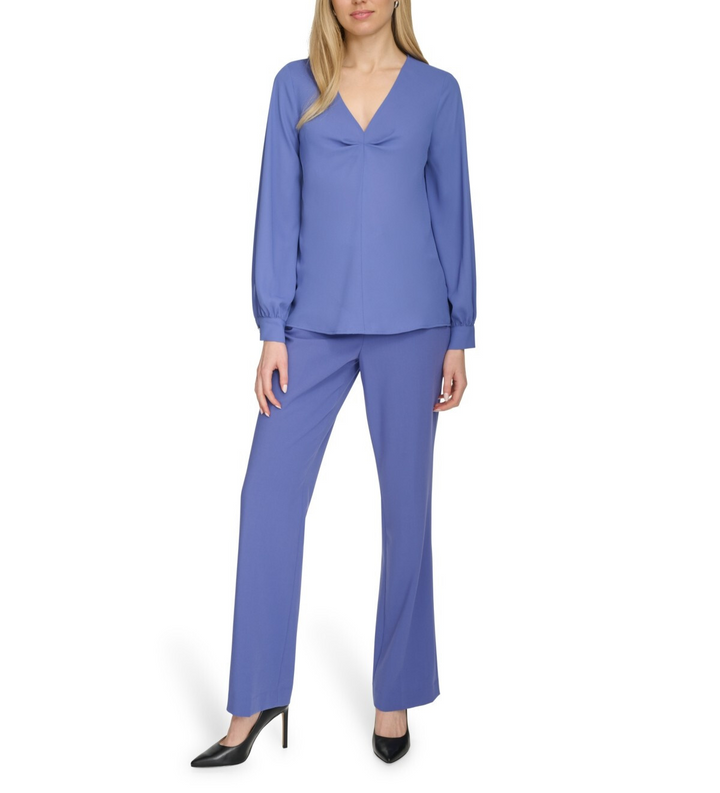 Calvin Klein Long Sleeve V-Neck Blouse MSRP $89