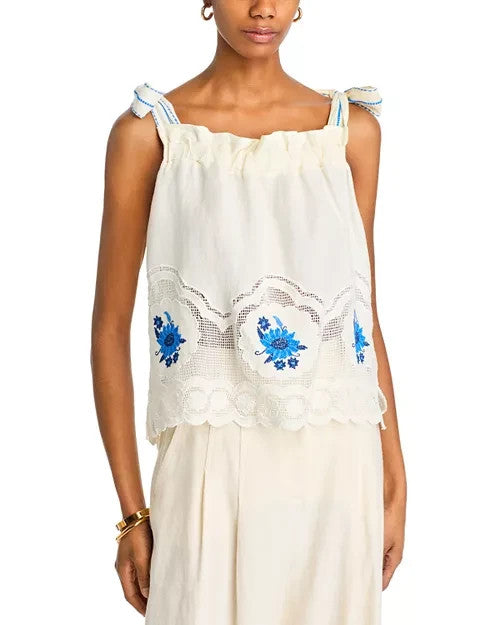 FARM Rio Daisy Embroidery Blouse MSRP $210