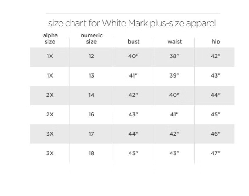 White Mark Plus Size Yanette Tunic Top MSRP $46