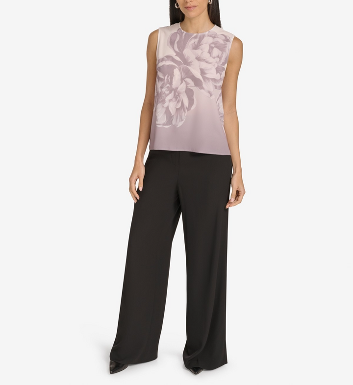 Calvin Klein Women's Floral Print Sleeveless Blouse MSRP $79