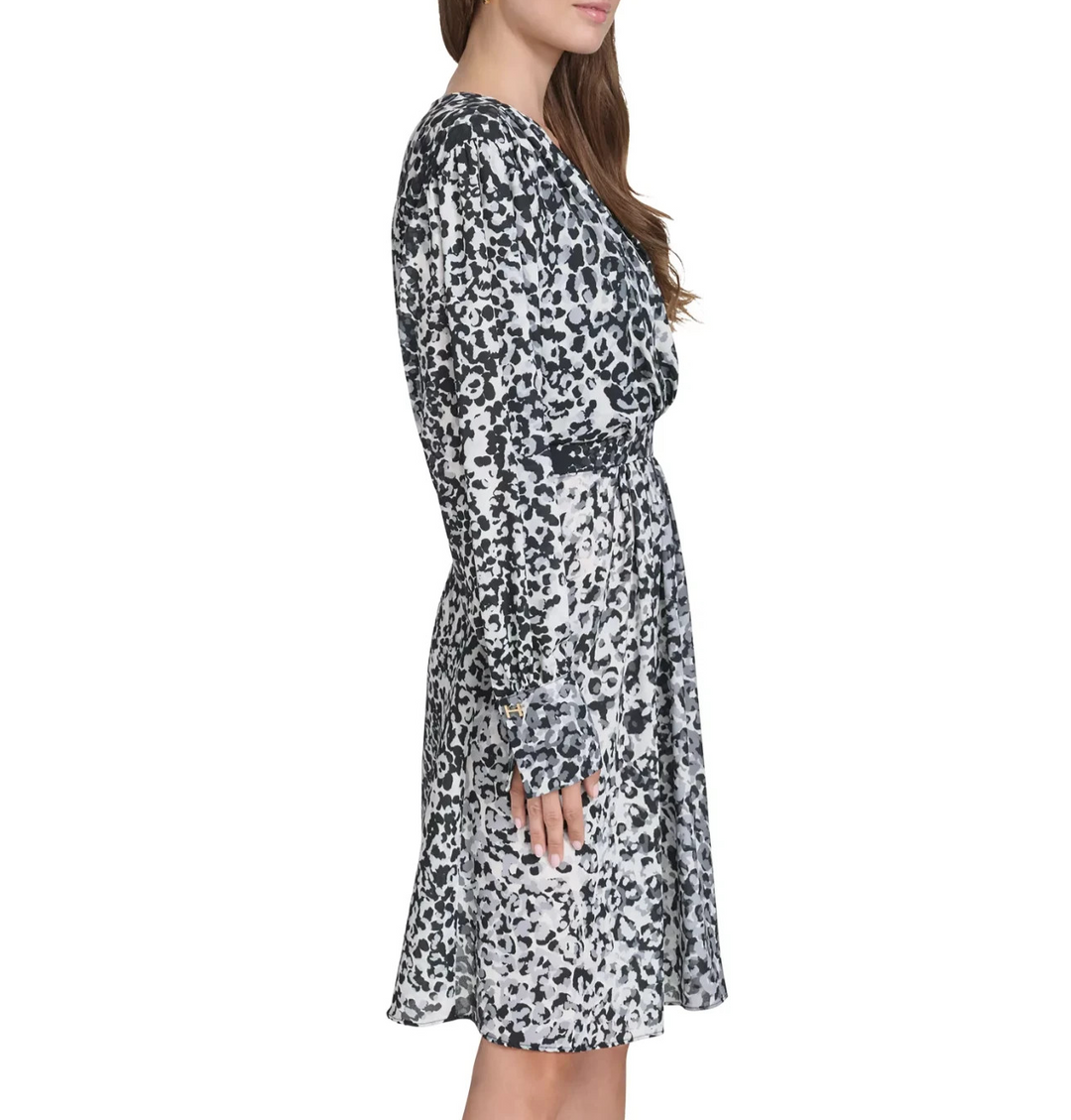 Halston Women's Animal-Print Fit & Flare Dress MSRP $139