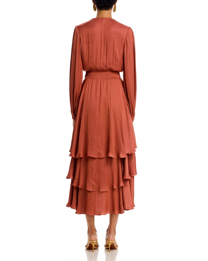 STEVE MADDEN Bei Surplice Neck Asymmetric Midi Dress MSRP $139