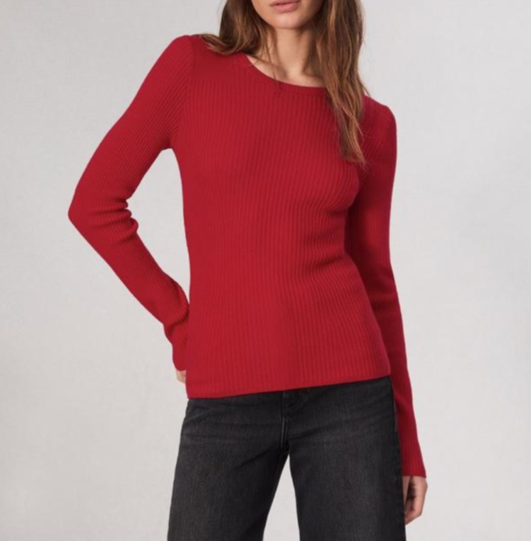 rag & bone Audrina Wool-Blend Crew Neck Ribbed Sweater MSRP $248