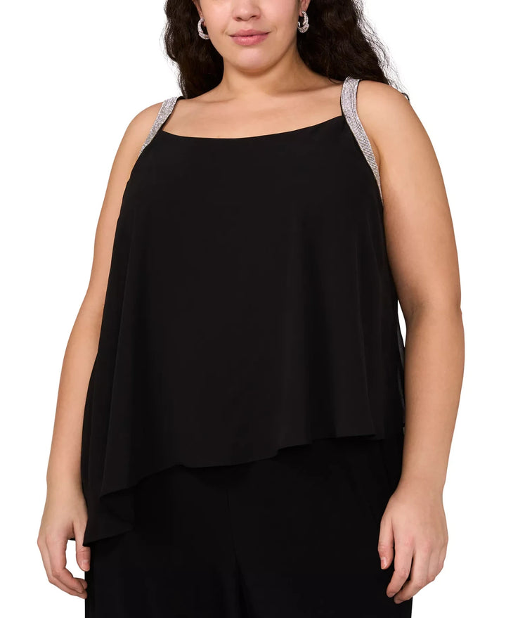 MSK Plus Size Rhinestone-Strap Overlay Wide-Leg Jumpsuit MSRP $99