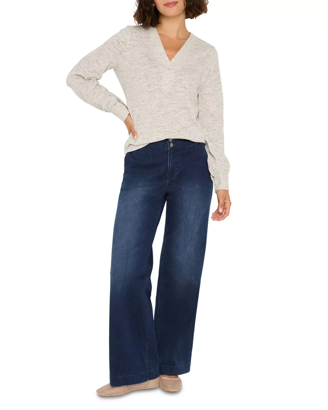 NIC+ZOE Downtown Sparkle Nep Knit Sweater MSRP $138