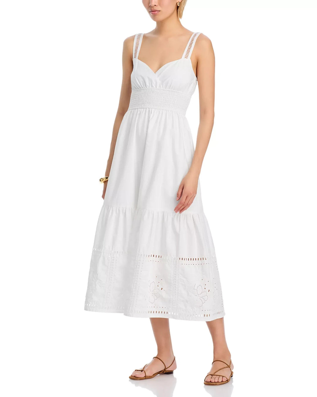 Moon River Sleeveless Eyelet Detail Midi Dress MSRP $126