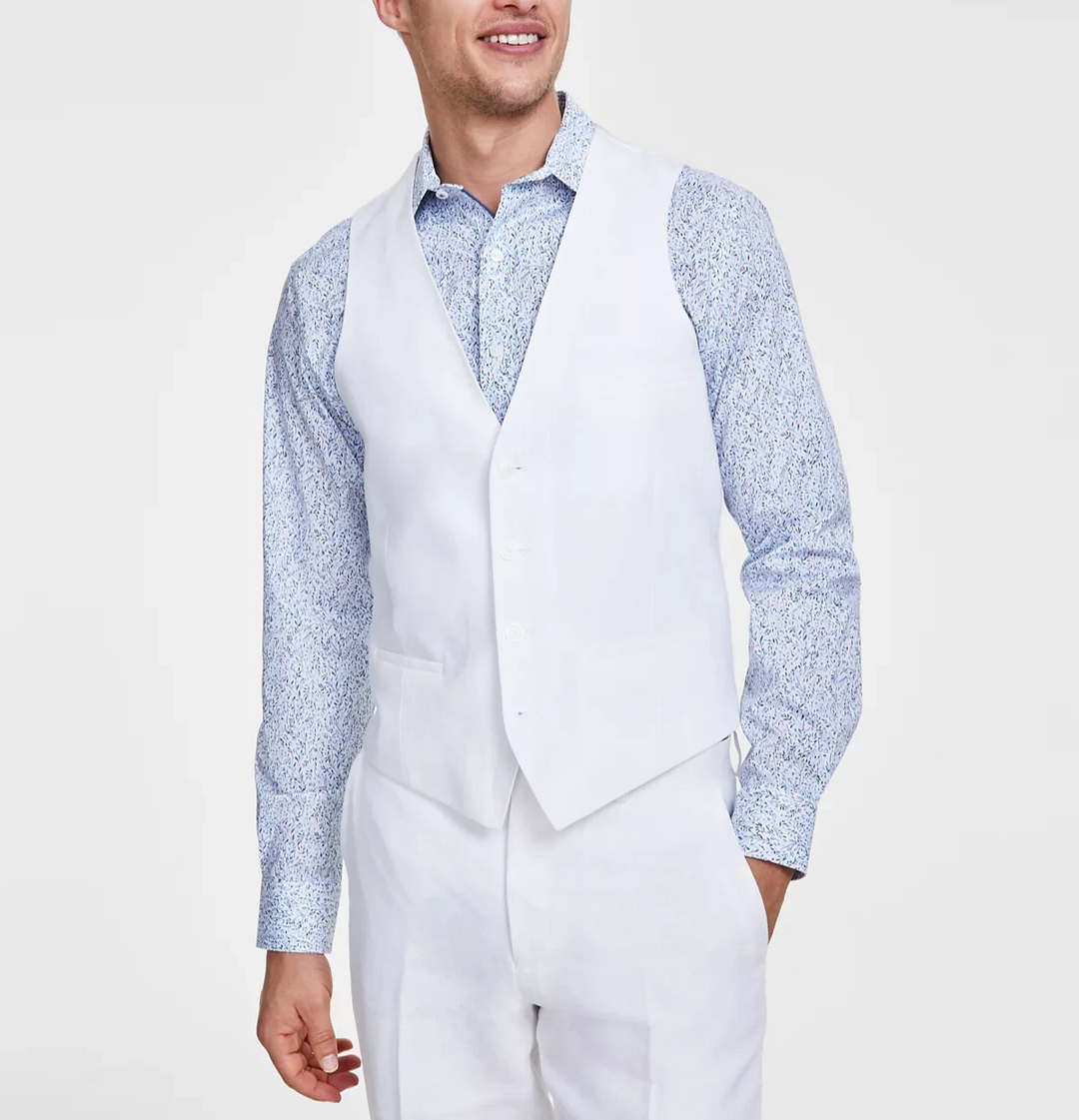 Bar III Slim-Fit Linen Suit Vest MSRP $115