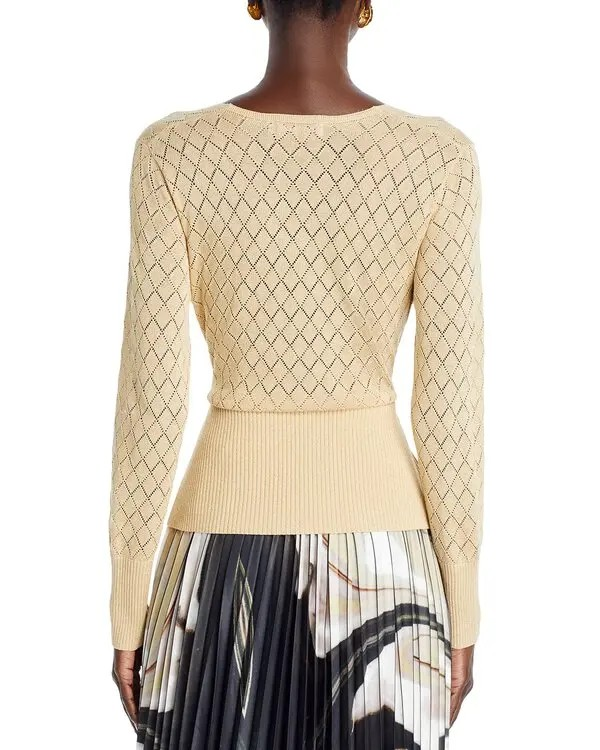 Nancy Yang Pointelle Surplice Sweater MSRP $114