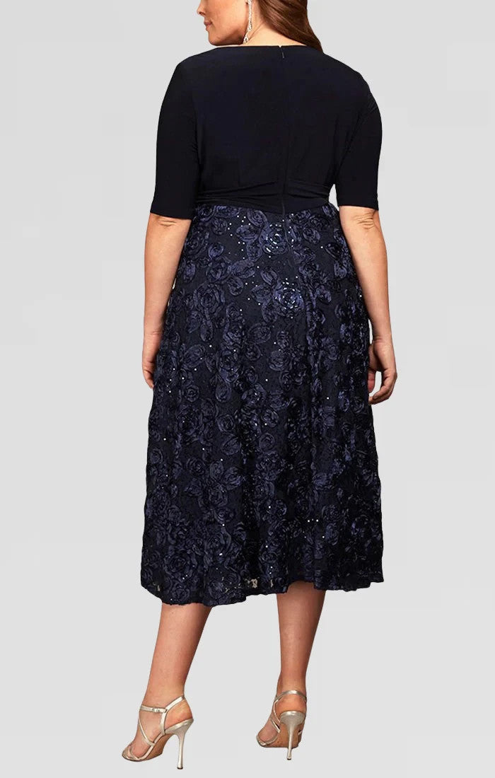Alex Evenings Surplice Rosettes Dress MSRP $298