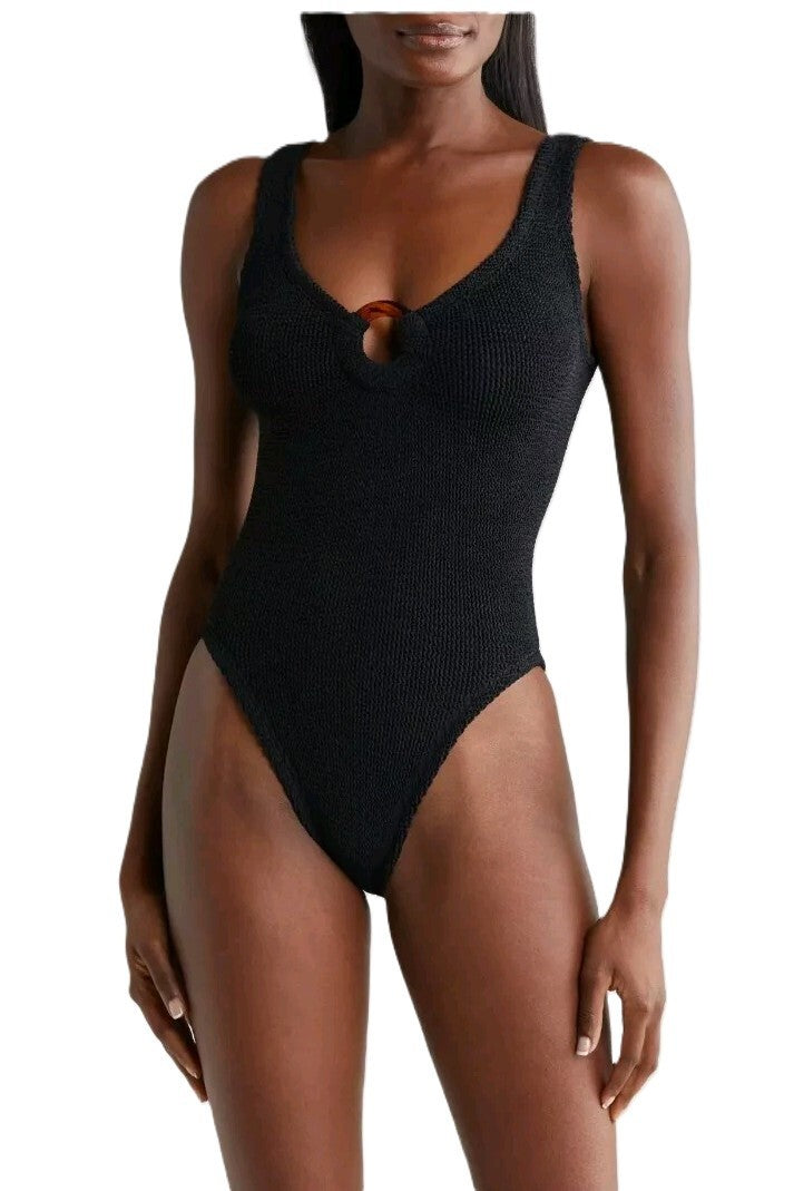 Hunza G Celine Crinkle One Piece Swimsuit MSRP $255