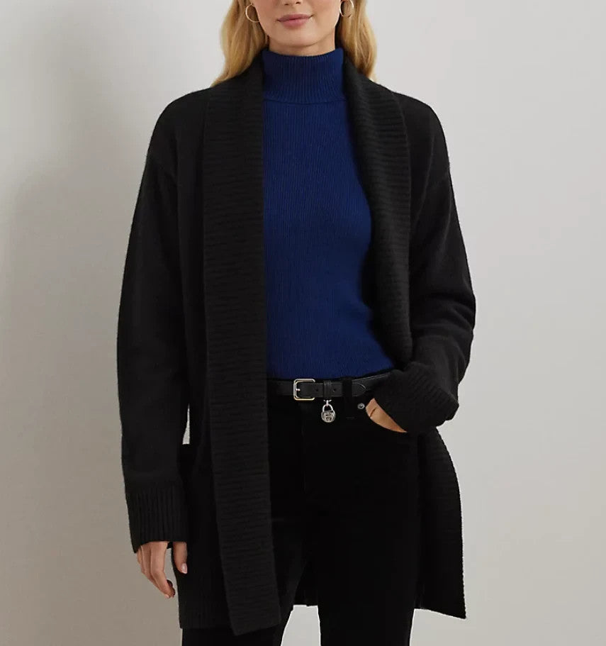 LAUREN RALPH LAUREN Washable Cashmere Shawl-Collar Cardigan MSRP $385