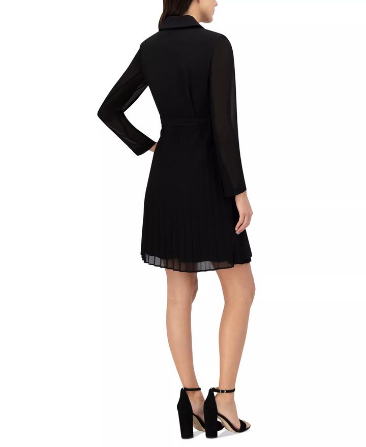 Vince Camuto Signature-Stretch Pleated-Chiffon Dress MSRP $188