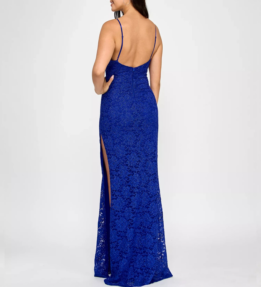 Emerald Sundae Juniors' Glitter Lace Empire-Waist Gown MSRP $89