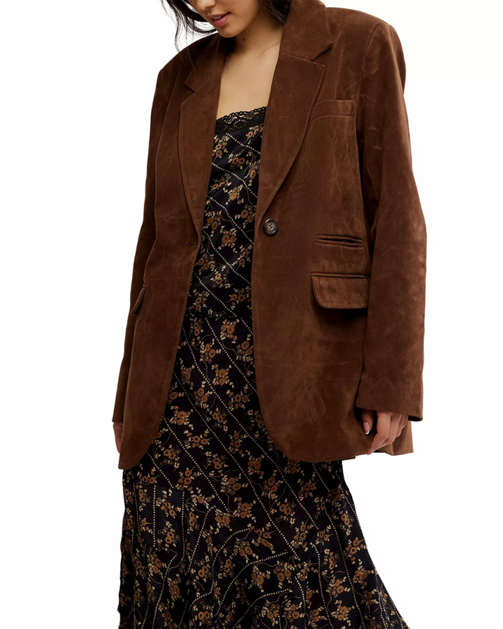 Free People Paper Cut Faux Suede Blazer MSRP $198