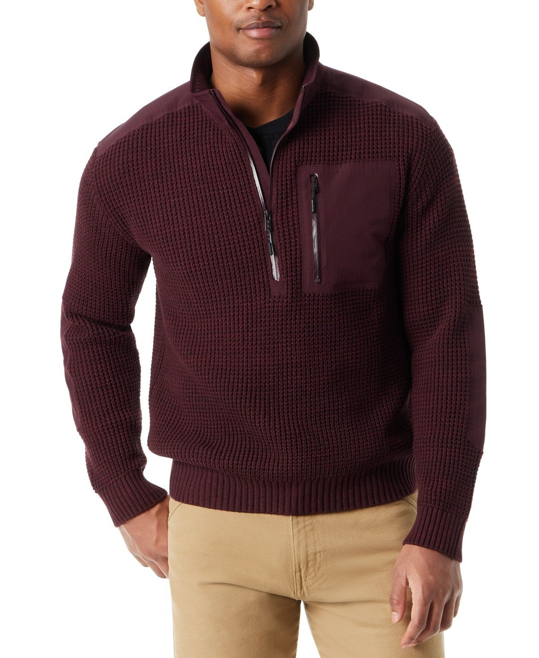 BASS OUTDOOR Quarter-Zip Long Sleeve Pullover Patch Sweater MSRP $99