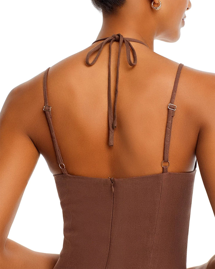 FORE Drawstring Tie Neck Cutout Dress MSRP $98