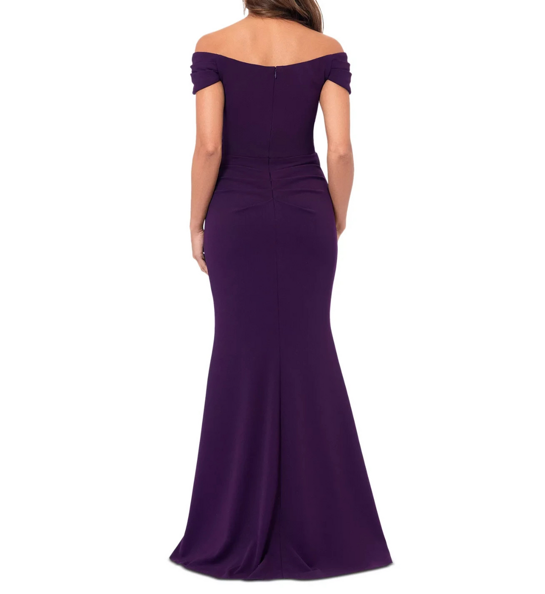 XSCAPE Women's Ruched Off-The-Shoulder Long Dress MSRP $279
