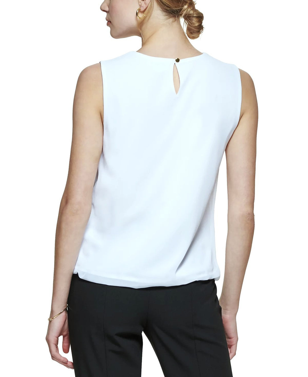 Calvin Klein Sleeveless Pleated Blouse MSRP $69