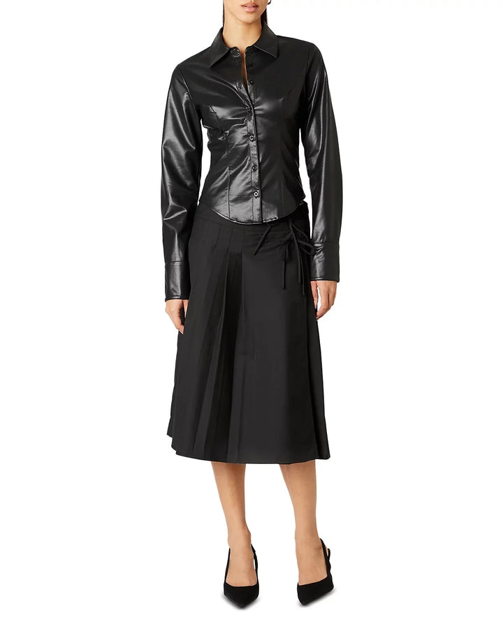 NIA Brielle Faux Leather Shirt  MSRP $88
