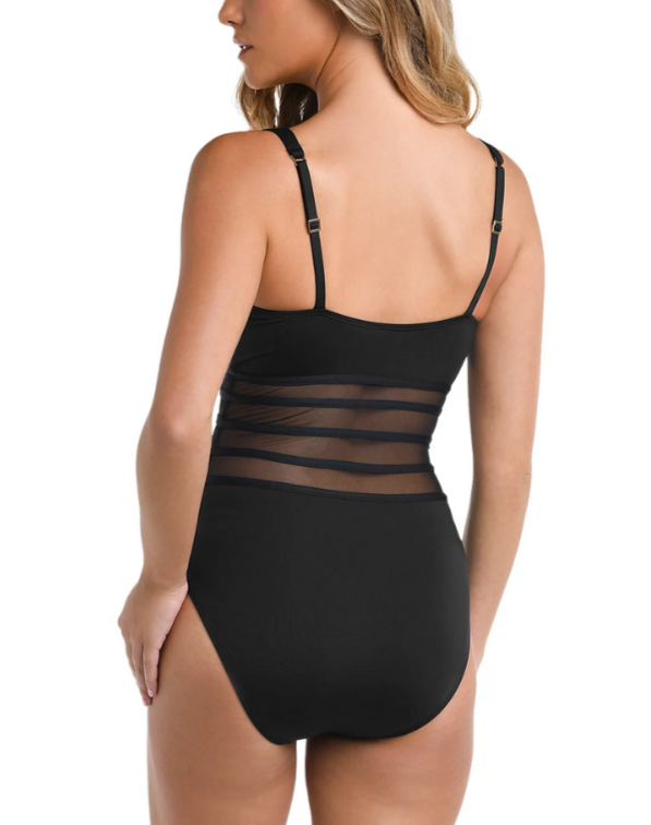 La Blanca Mesh Inset One Piece Swimsuit MSRP $125