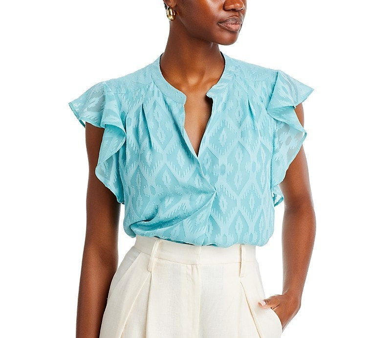 T Tahari Flutter Sleeve Blouse MSRP $78
