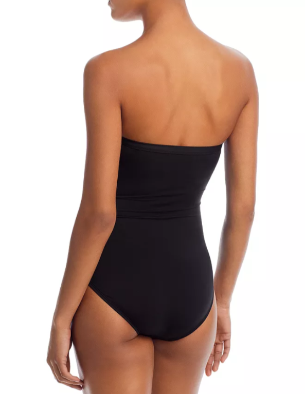 Tommy Bahama Pearl Shirred Bandeau One Piece Swimsuit MSRP $138